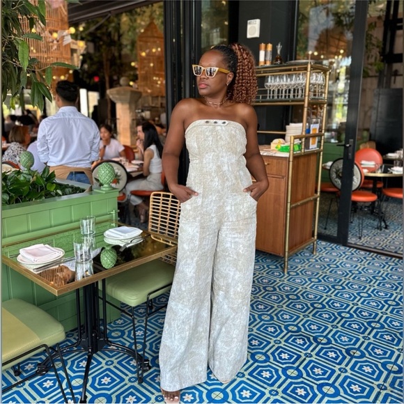 ZARA Printed linen blend jumpsuit 8217/072 - Picture 11 of 14